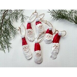 ✨LAST CHANCE✨ NWT Hand Painted Santa Claus Oyster Shell Ornaments - Set of 6